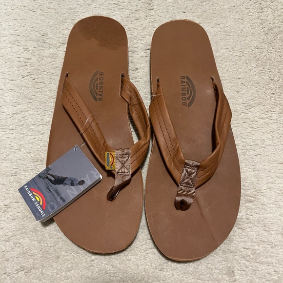 Rainbow Brown Leather Slipper Sandals Men’s 13.5-15 XXL - Picture 1 of 7